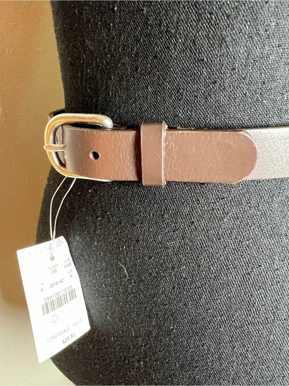 Crewcuts J. Crew Unisex Brown Belt Silver Buckle Genuine Buffalo Leather Size M